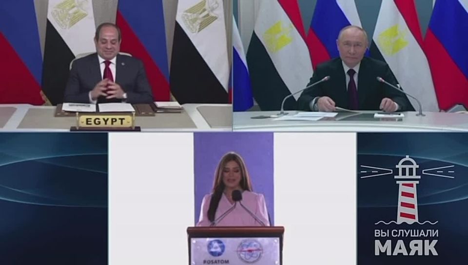 Путин и Сиси участвуют в церемонии установки корпуса реактора первого энергоблока египетской атомной электростанции «Эль-Дабаа»