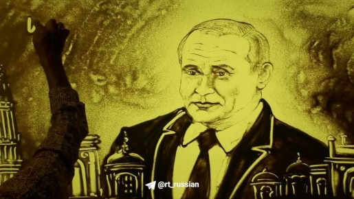 «Добро пожаловать, президент Путин»: художник из Индии создал песочный портрет российского лидера в преддверии его визита