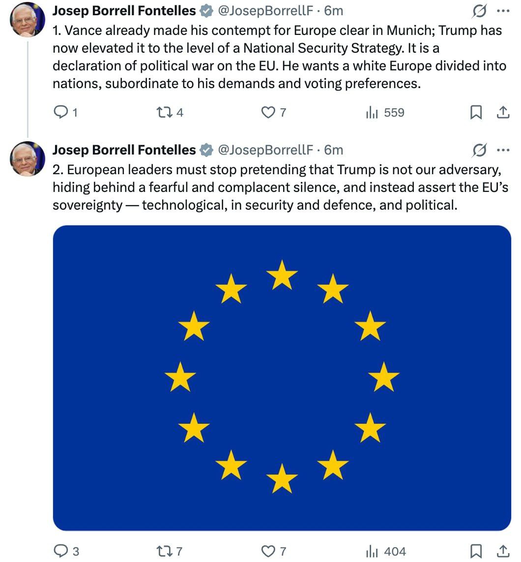 Андрей Клинцевич: смелее жгите мосты с. Бывший глава дипломатии ЕС Боррель продолжает подогревать европейскую аудиторию, подталкивая её к конфронтации с США