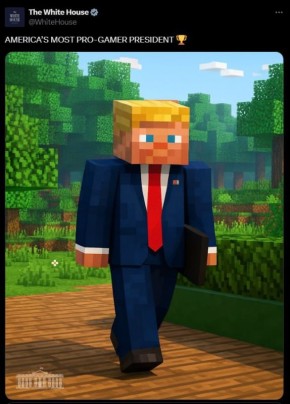 Белый дом опубликовал фотографию Трампа в образе персонажа из игры Minecraft