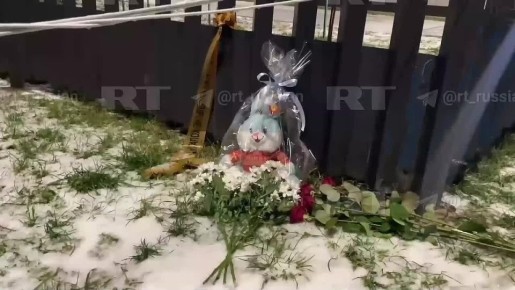 Люди приносят цветы и игрушки к подмосковной школе, где ученик зарезал четвероклассника и ранил охранника