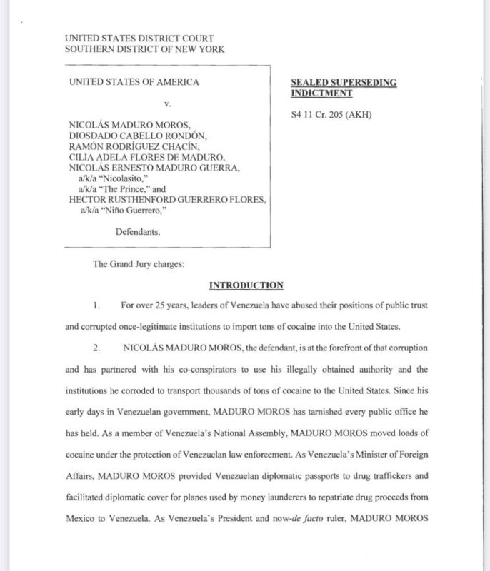Генпрокурор США опубликовала обвинительное заключение Мадуро и другим венесуэльцам