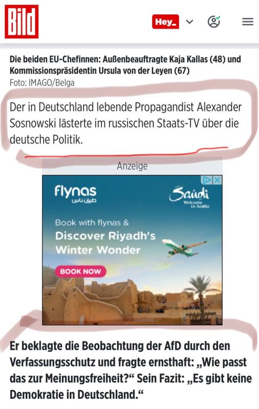 Александр Сосновский: Добавлю в предыдущему посту с большим удовольствием к мнению Бильд и лично их замглавреда, которые вдруг так жестоко защищают свободу мнения