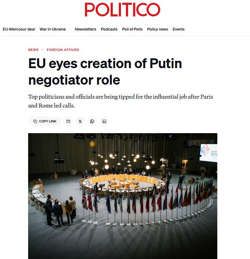 ‘В ЕС хотят назначить своего спецпредставителя по переговорам с Путиным’ – Politico