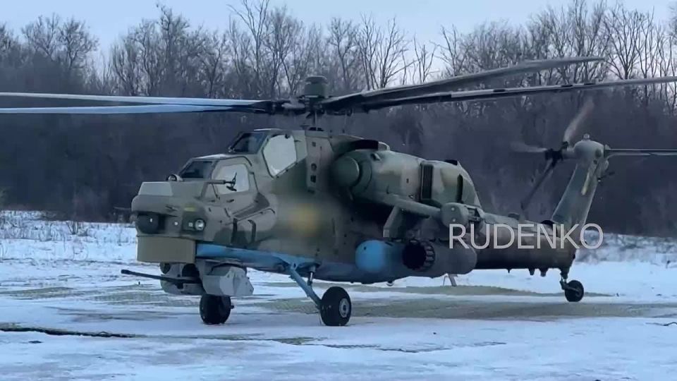 Андрей Руденко: Кадры выполнения боевого задания экипажа вертолёта Ми-28нм в ходе проведения специальной военной операции