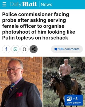 Британский чиновник захотел сделать фотосессию, как у Путина, и попал под следствие