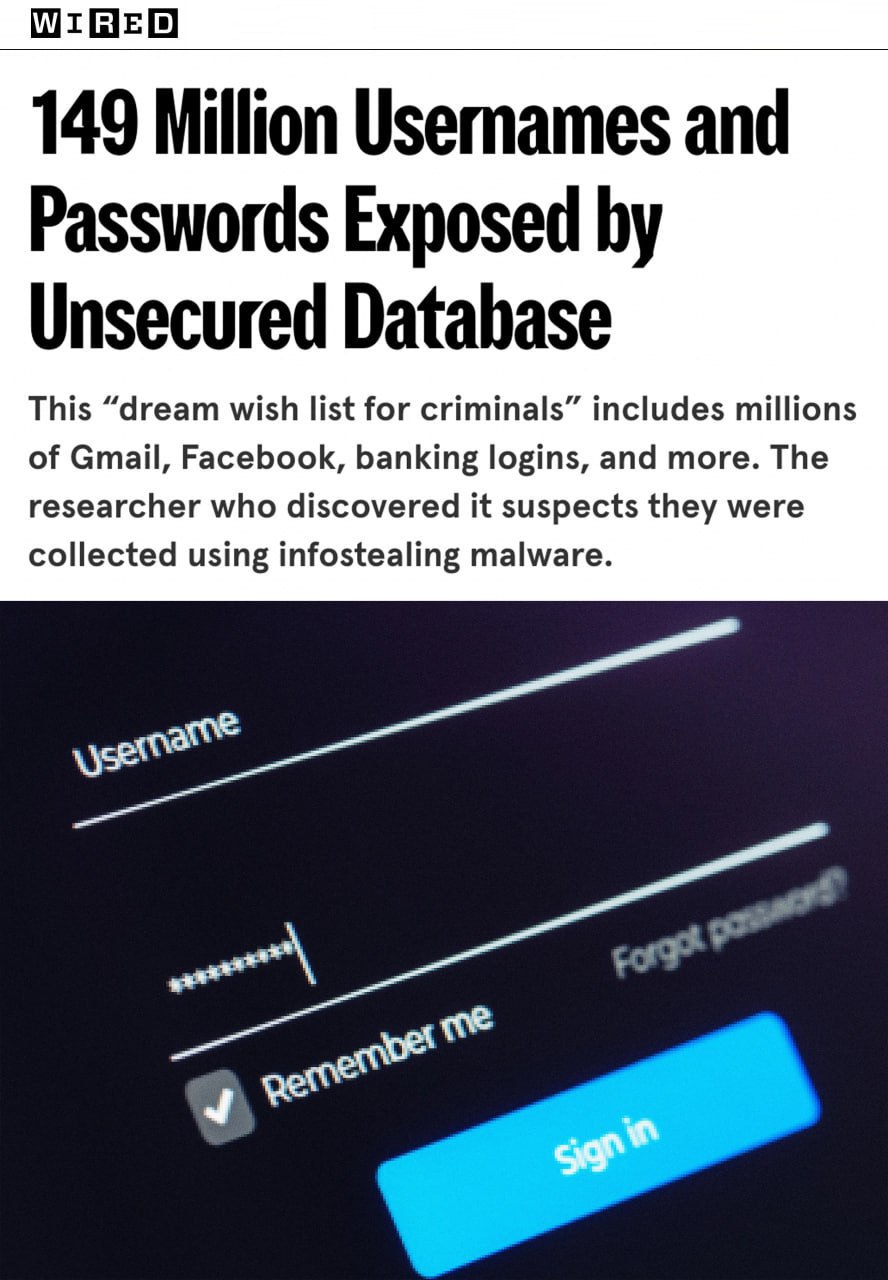 В сеть слили почти 150 млн логинов и паролей
