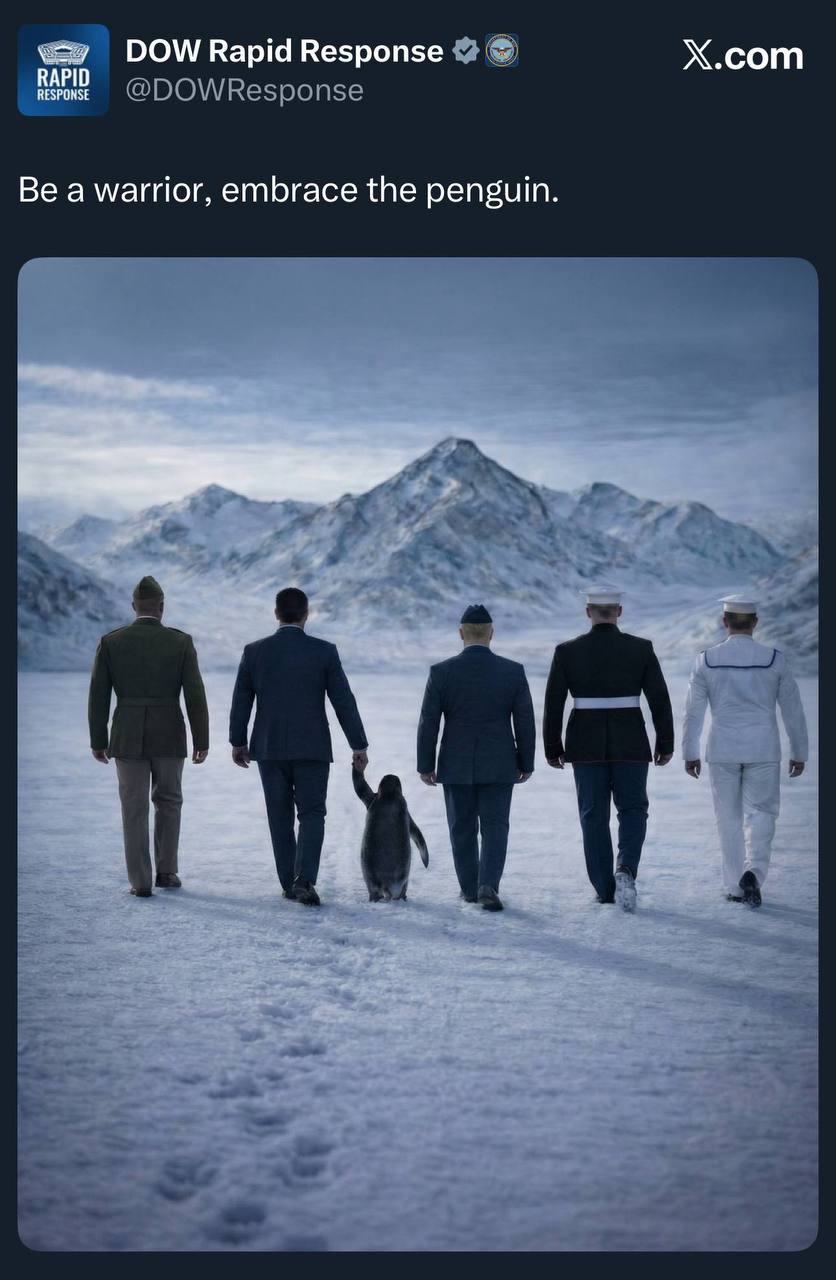 Будь воином, обними пингвина — Департамент войны США