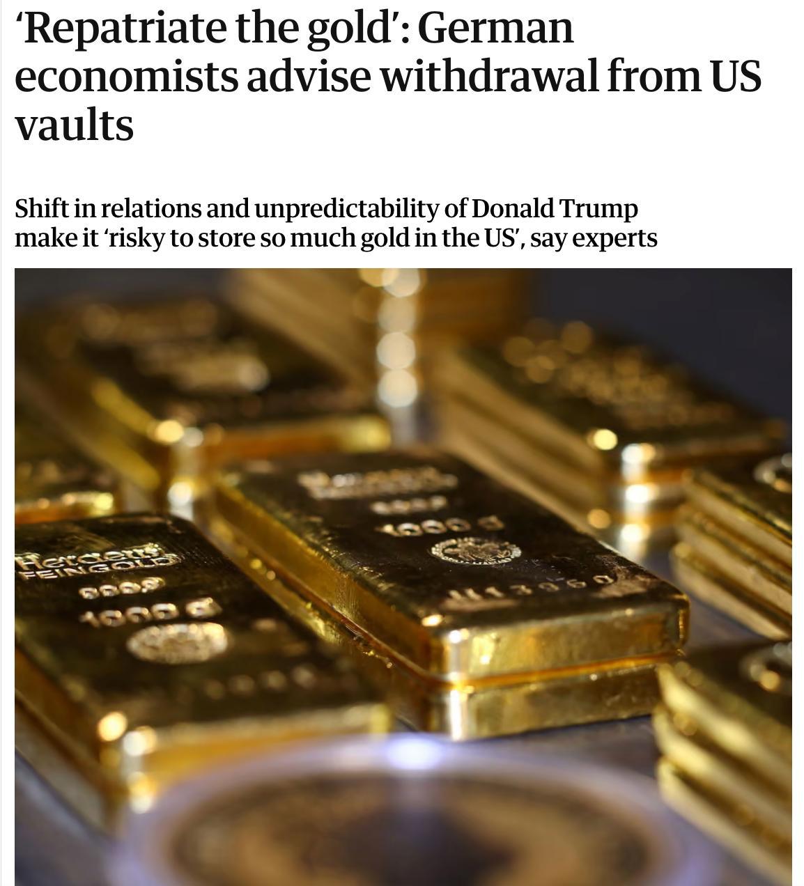Ведущие экономисты Германии призывают вывести золотые запасы из хранилищ США для усиления стратегической независимости