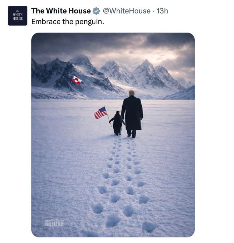 Белый дом продолжил эстафету с "несуществующими" пингвинами в Гренландии