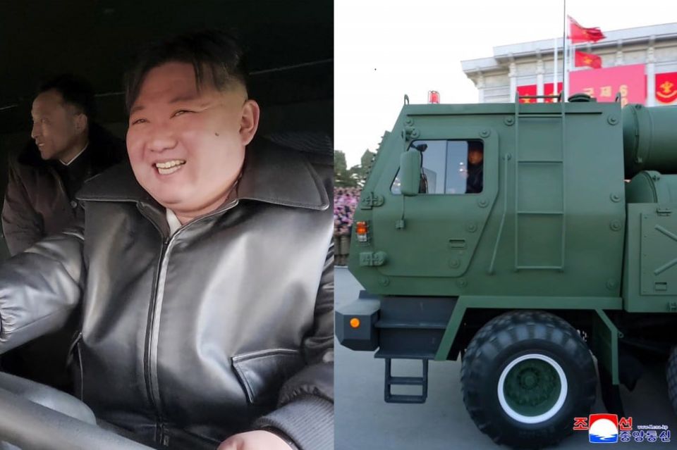 Ким Чен Ын с улыбкой прокатился на одной из боевых машин РСЗО, подаренных рабочими IX съезду Трудовой партии Кореи, сообщает ЦТАК