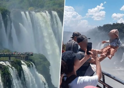 Турист поднял ребёнка над обрывом высотой 80 м на вытянутых руках