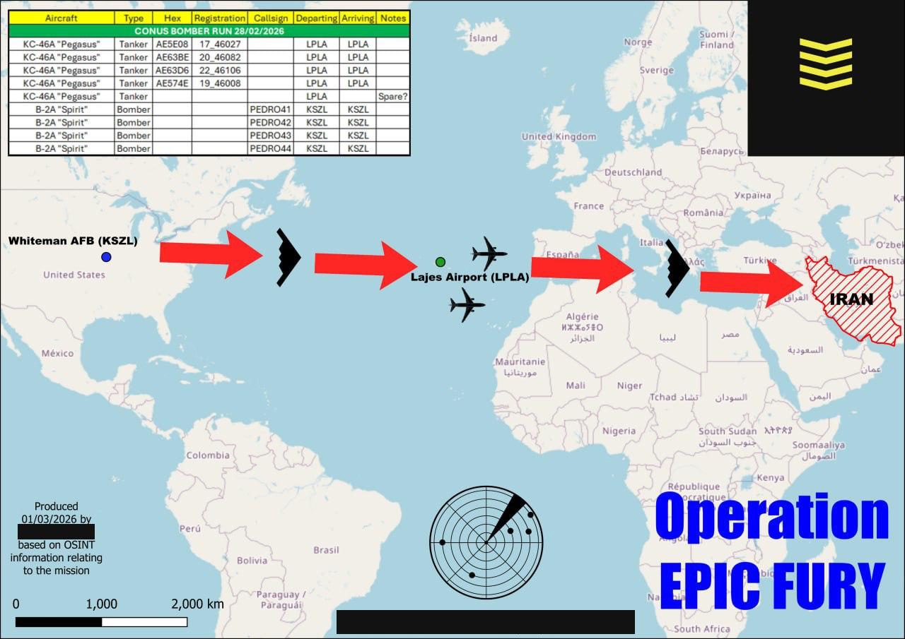 Стелс-миссия В-2А удалась. Незаметный полет 4 бомбардировщиков для ударов по Ирану