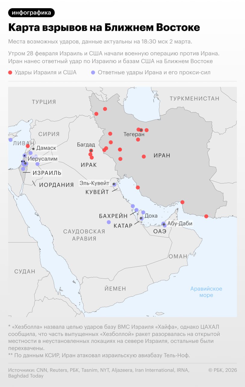 Утром 28 февраля Израиль и США атаковали Иран